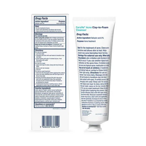 Cerave Acne Clay-to-Foam Cleanser 118ml (USA)