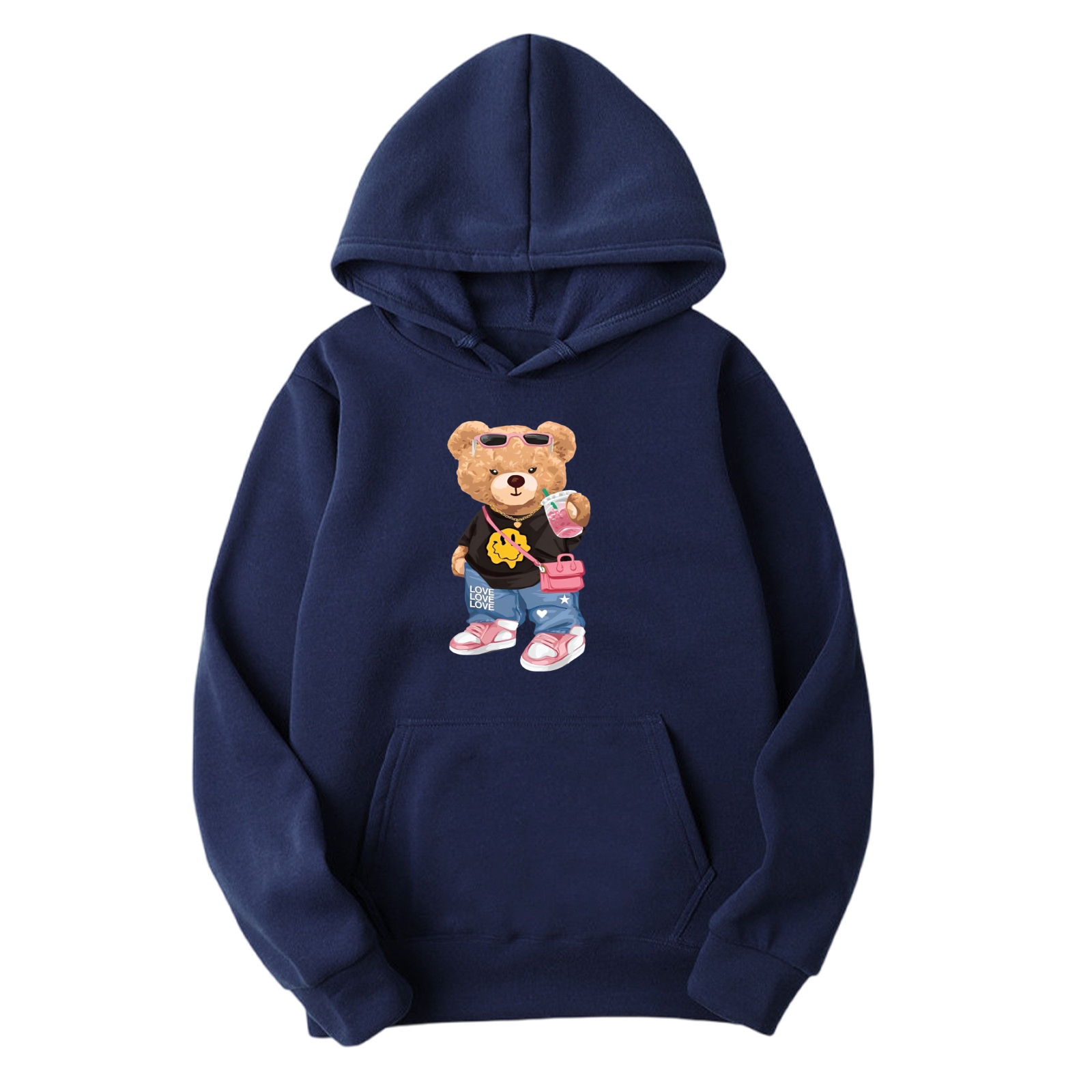 Women's Fleece Winter Hoodie, DTF Print, Sizes L and XL, 4 Colours