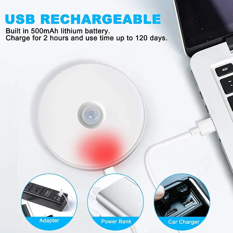 Wireless Motion Sensor LED Wall Night Light with USB Charging