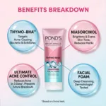 Pond's Bright Miracle Ultimate Acne Control  Thymo-Bha Facial Foam 100g (Indonesia)
