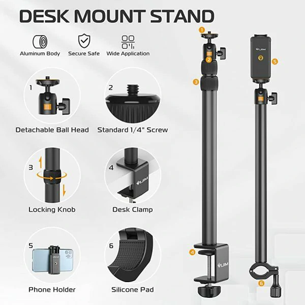 New! Overhead Desk Mount Stand for DSLR, DSLR & Ring Lights (Ulanzi VIJIM-LS02)