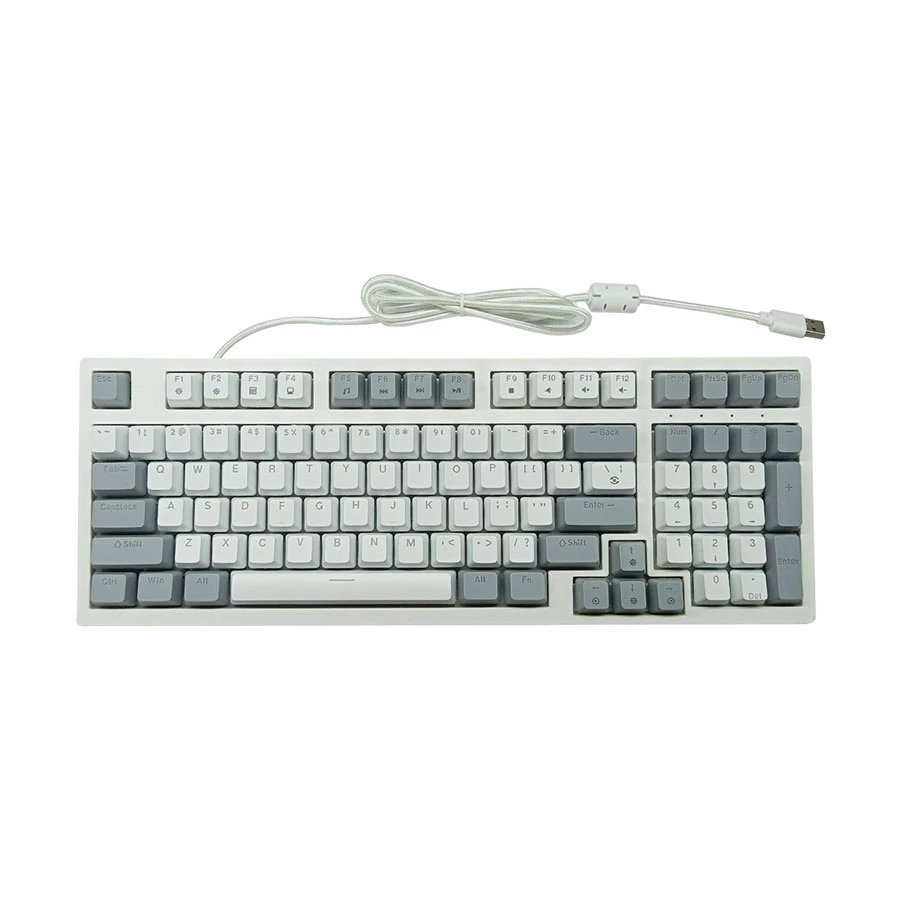 PC Power K98 RGB White & Gray Wired Mechanical Gaming Keyboard