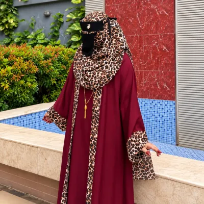 Tiger Print Abaya – 01 with Inner, Koti & Matching Hijab