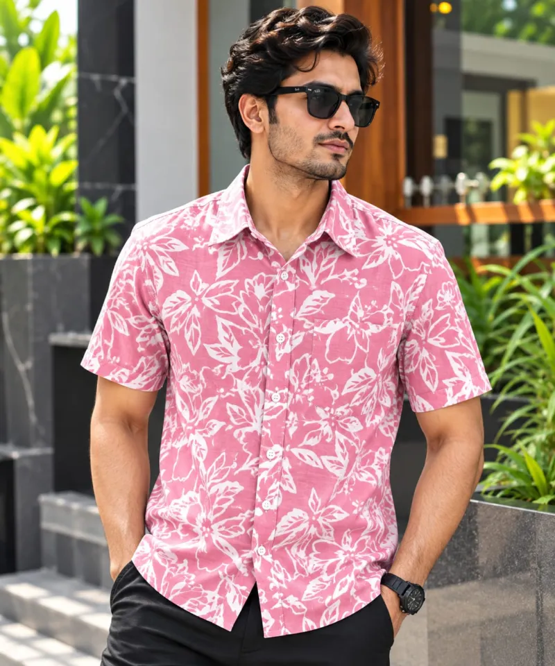 Men's Printed Half Sleeve Cotton Shirt, Sizes M to XXL