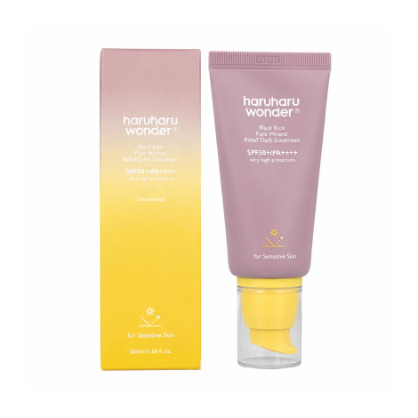 Haruharu Wonder Black Rice Pure Mineral Relief Daily Sunscreen Unscented SPF50+ PA++++ 50ml (Korea)