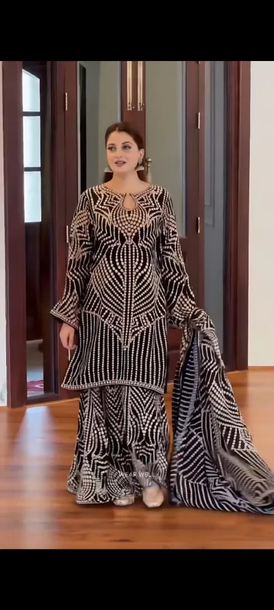 Women's Eid Silk Three Piece with Printed Orna, S to XXL, 3 Colours