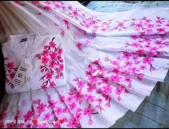 Summer Hand Print Saree Panjabi Couple Dress, Cotton Mix Panjabi