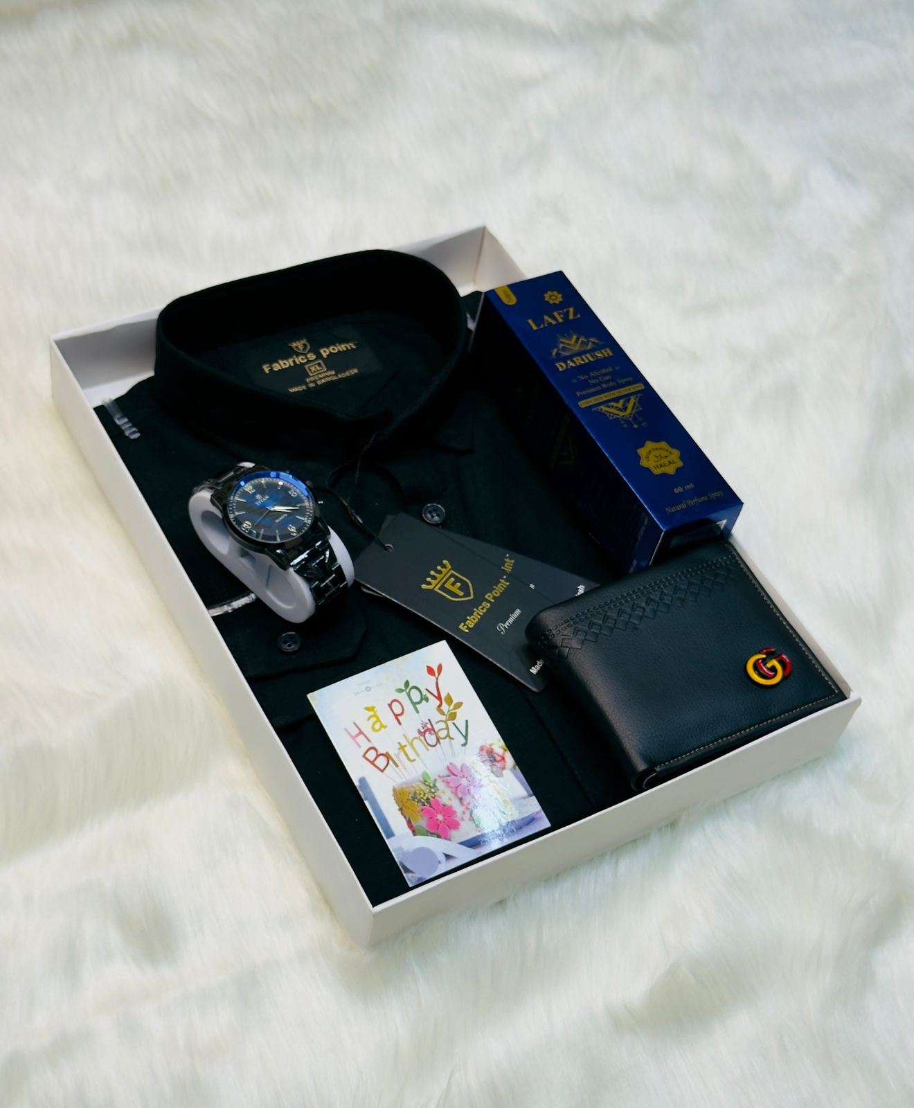 Men's Pure Cotton Shirt Combo Set with Watch, Wallet and Gift Card