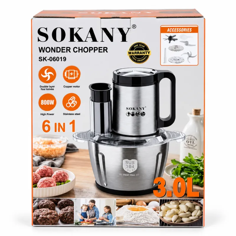 Sokany 6-in-1 Food Processor & Chopper