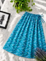 Women's Linen Skirt, Free Size Waist 28 to 44, 39 Inch Long