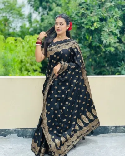 Screen Printed Silk Saree and Blouse Piece Set, 6 Colours