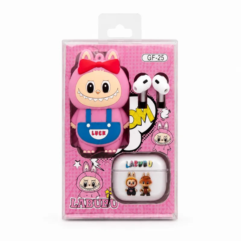 Labubu Doll Wireless Earbuds Set – Cute Pop Mart The Monsters Character Case with Crystal Clear Sound, Deep Bass & Bluetooth TWS Earphones