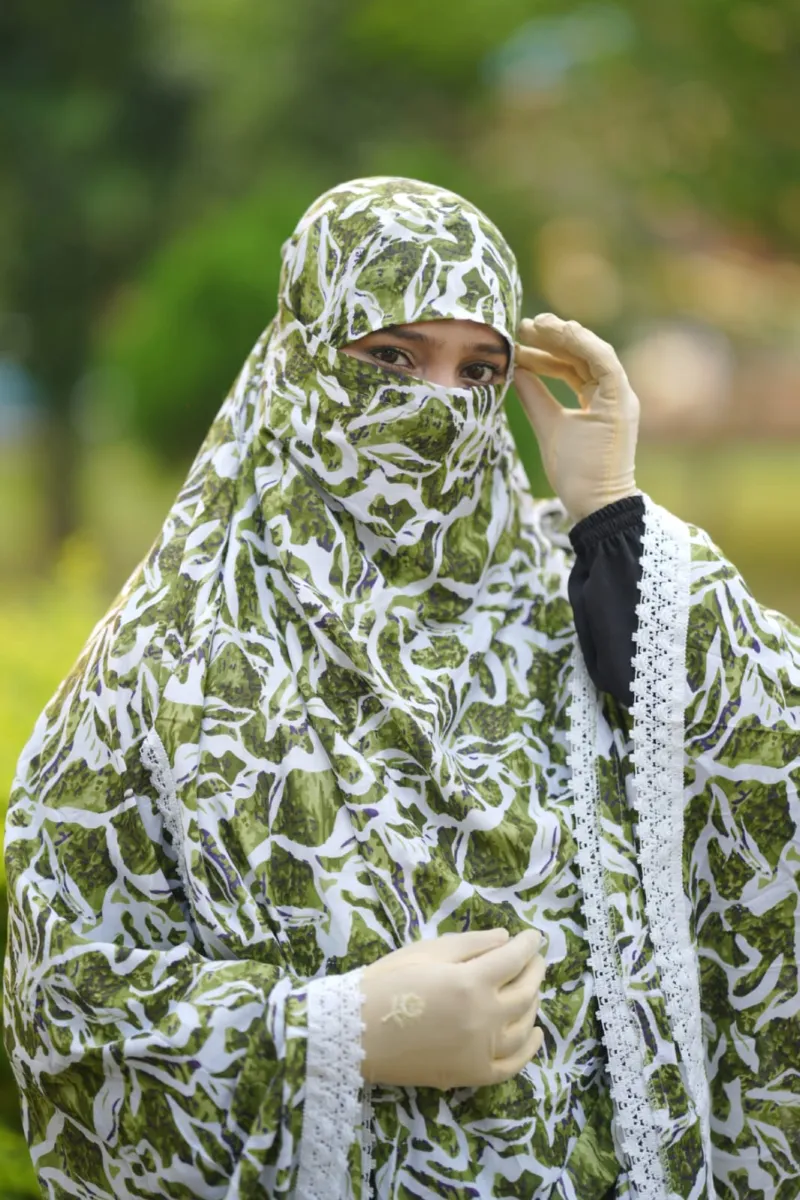 Viscose Cotton Long Hijab with Niqab, Back 50 Inch, 6 Colours