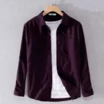 Men's Solid Colour Cotton Shirt (purple)