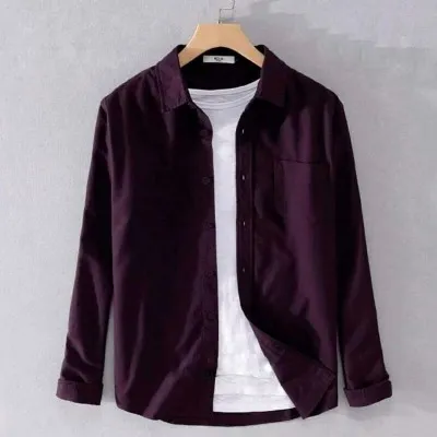Men's Solid Colour Cotton Shirt (purple)