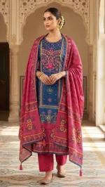 Karchupi Work Unstitched Three Piece with Tassel Orna