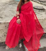 Women's Half Silk Saree with Embroidery Work, 12 Haath