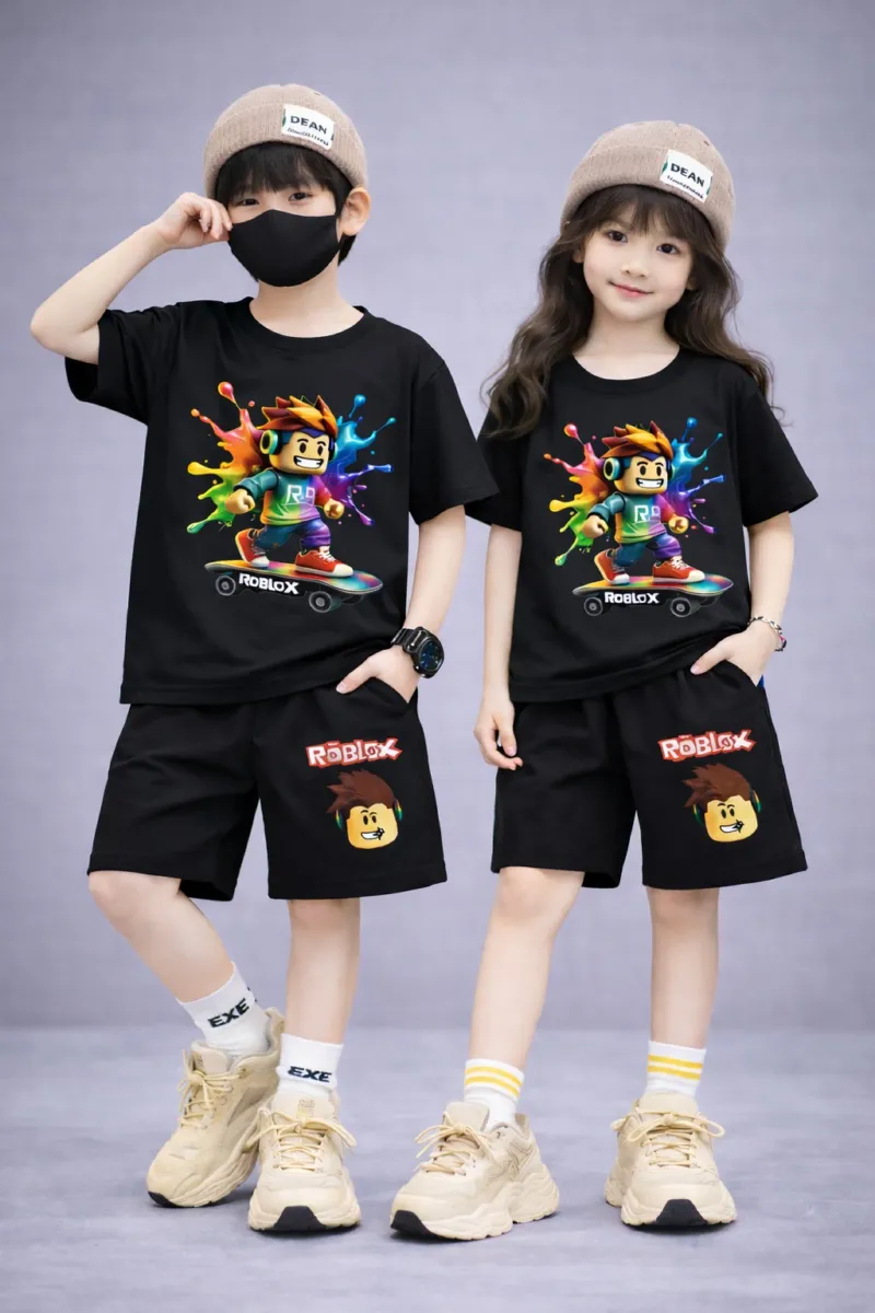Kids' 200 GSM Drop Shoulder Tee and Pant Set, Sizes 2-3Y and 4-5Y