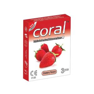 Coral Strawberry Flavor Condom Single Pack-3 Pcs