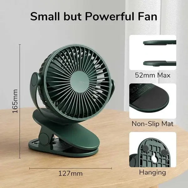JISULIFE FA18S Portable 3-In-1 Combo Clip-On Rechargeable Fan – Green Color