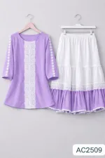 Ladies' Cherry Georgette Tops and Skirt Set, 25 Inch Top