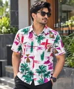Men's Printed Half Sleeve Cotton Shirt, Sizes M to XXL