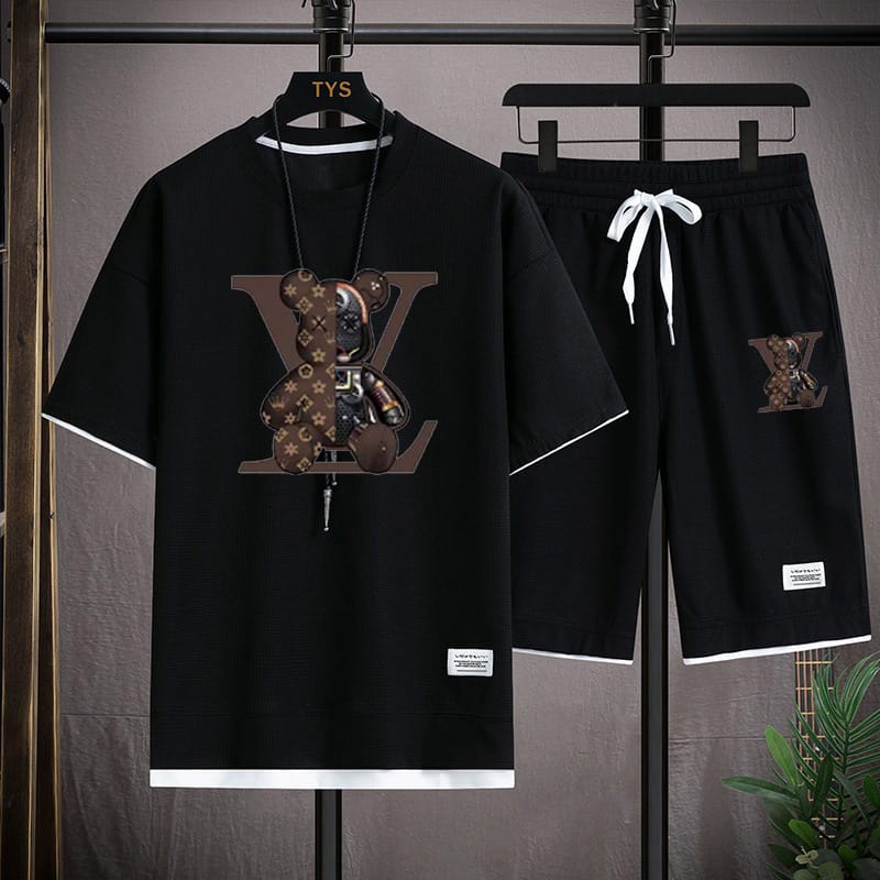 Men's 170 GSM Mesh Fabric Tee and Shorts Set in 6 Colours