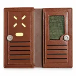 Long Leather Wallet with Magnetic Snap Button