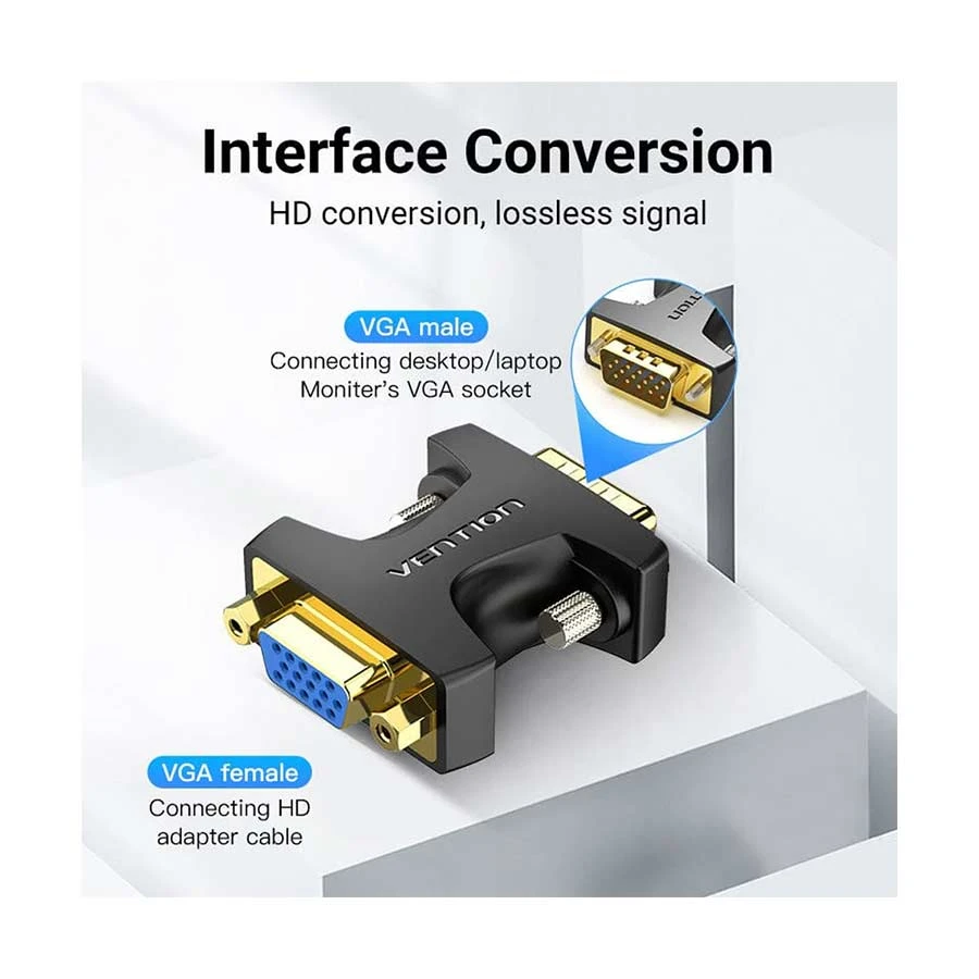 Vention DDFB0 VGA Male to Female Black Converter