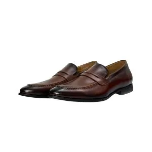 26067-Coffee Reptilian Pattern Slip-On Formal Shoes for men