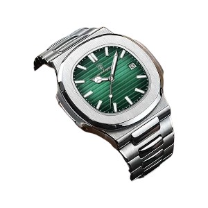 Poedagar 613 Luxury Stainless Steel Strap Watch (Green Dial)