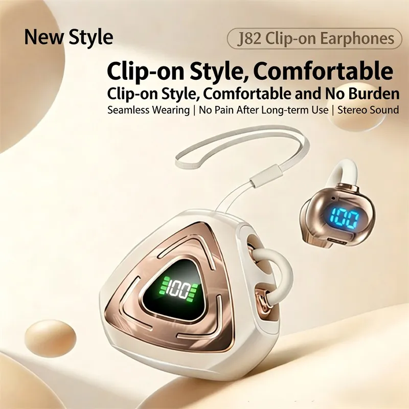 J82 TWS Wireless Touch Control Over-Ear Headphones with LED Digital Display IPX-4 Waterproof Rating for Gaming with Low Latency