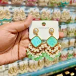 Vibrant Seafoam Green Pearl Statement Earrings