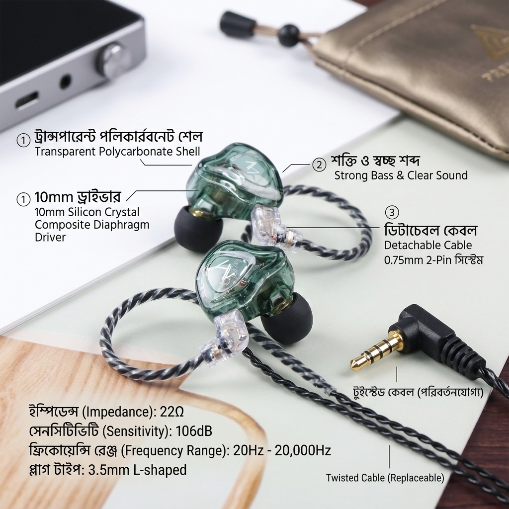 TRN MT1 10MM Dual Magnet Dynamic Driver Professional Grade In-Ear Monitor Earphone