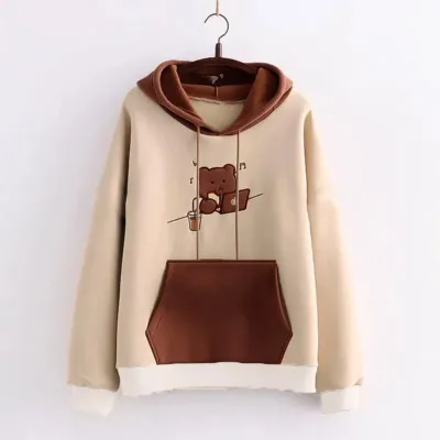 Women's Brushed Cotton Fleece Hoodie, DTF Print, 300 GSM, 2 Colours