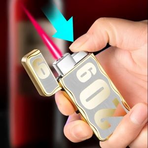 Metal Loud Sound Lighter Inflatable Windproof Straight