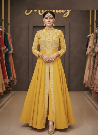 Women's Weightless Georgette Party Dress with Butterfly Salwar
