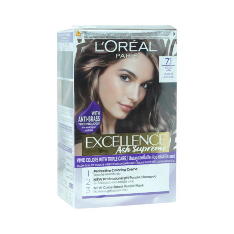 Loreal Excellence Creme Hair Color-7.1 beige ash (China)