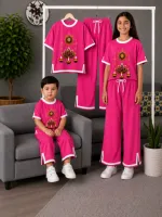 Kids' 3D Print Cotton Puja T-Shirt and Pant Set, 2 to 12 Years