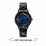 360° Rotating Car Wheel Rim Quartz Watch – Matte Black Sports Wristwatch