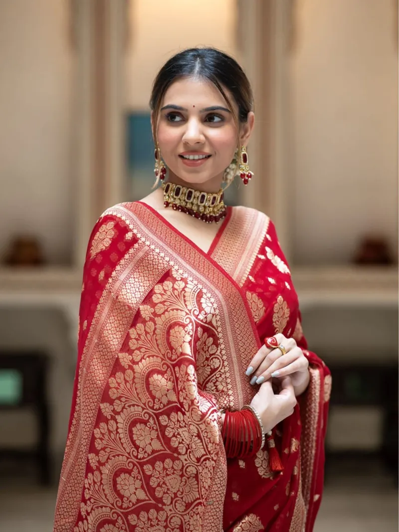 Women's Dhupian Saree with Afsan and Block Print Work