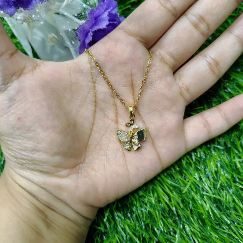 Fantasy Colorful Acrylic Butterfly Pendant Necklace  For Womens