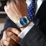 POEDAGAR 930 Men's New Luxury Luminous Date Week Stainless Steel Quartz Watch For Men (Butterfly Lock)