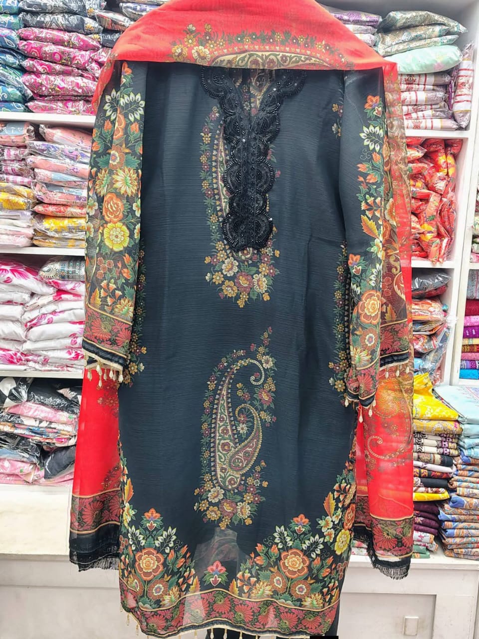 Women's Georgette Three Piece with Computer Embroidery and Beads