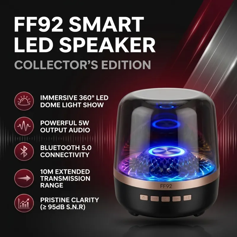 FF92 Mini Aura Bluetooth Speaker - Portable Wireless Speaker with 360° LED Light Show