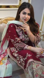 Women's Cotton Garara Three Piece, Embroidered Salwar, 4 Colours