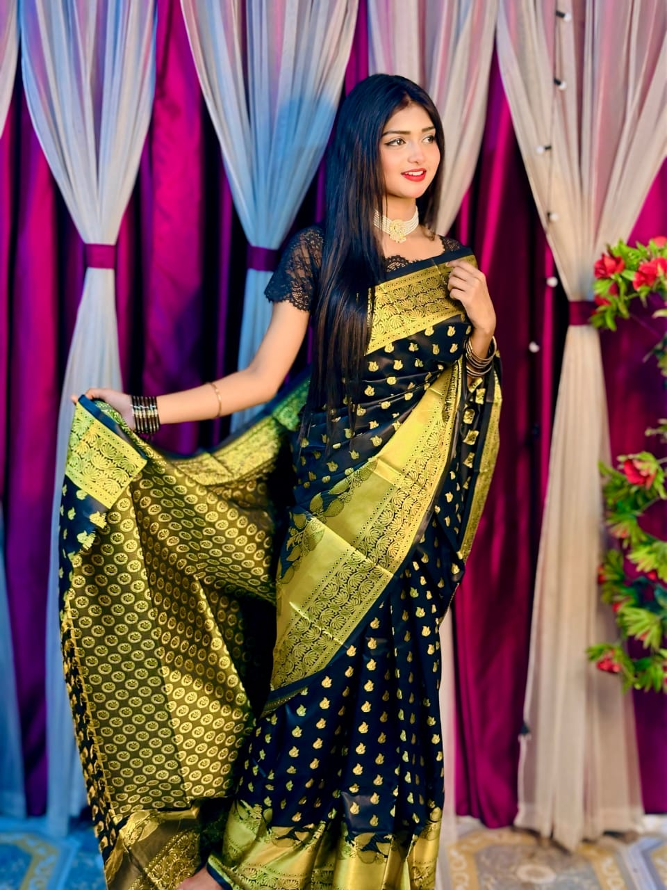 Silk Katan Banarasi Saree with Zari Thread Work, 5 Colours