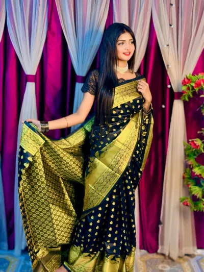 Silk Katan Banarasi Saree with Zari Thread Work, 5 Colours