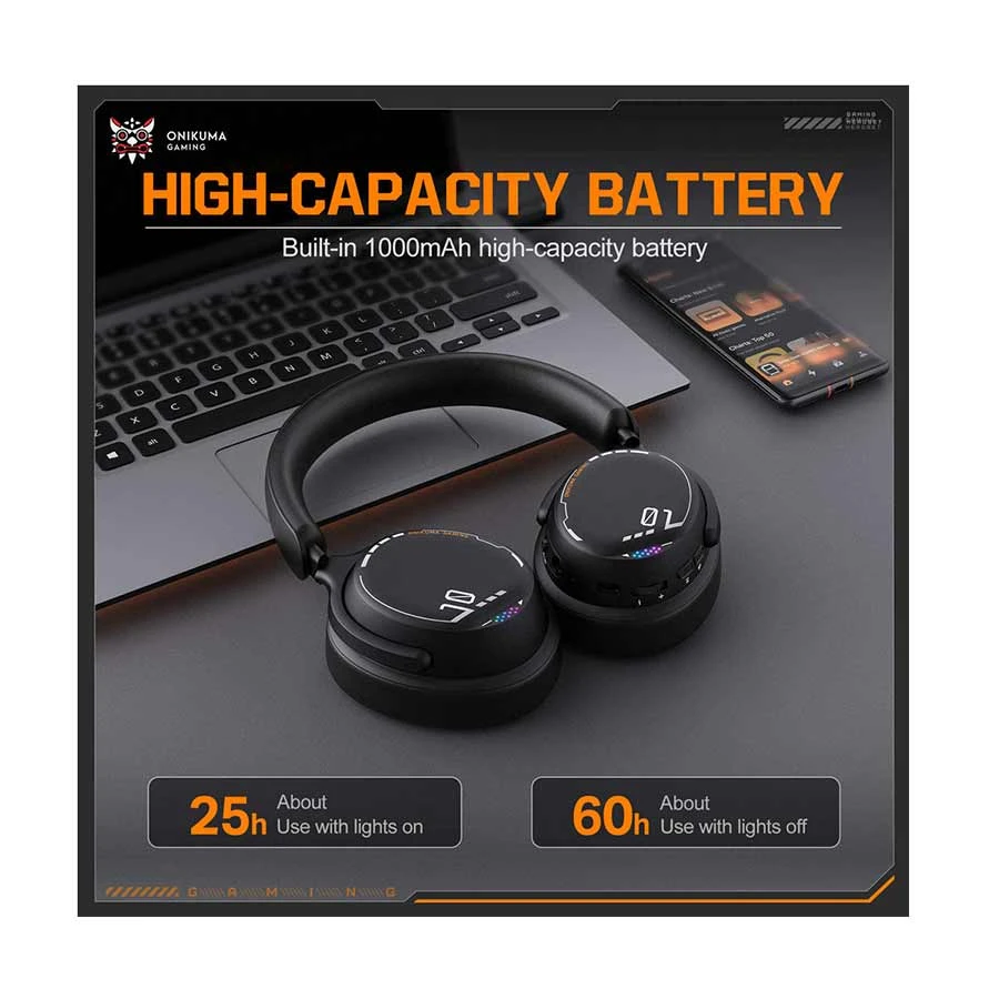 Onikuma GT886 Tri-Mode Wireless Black Gaming Headset