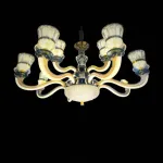 Qulik Modern Nordic Candle Crystal Chandelier Pendant Hanging 3 color LED Ceiling Light (QL-01-8-4)
